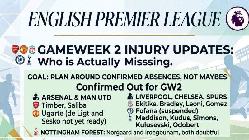 Gameweek 2 Injury Updates: Who is Actually Missing