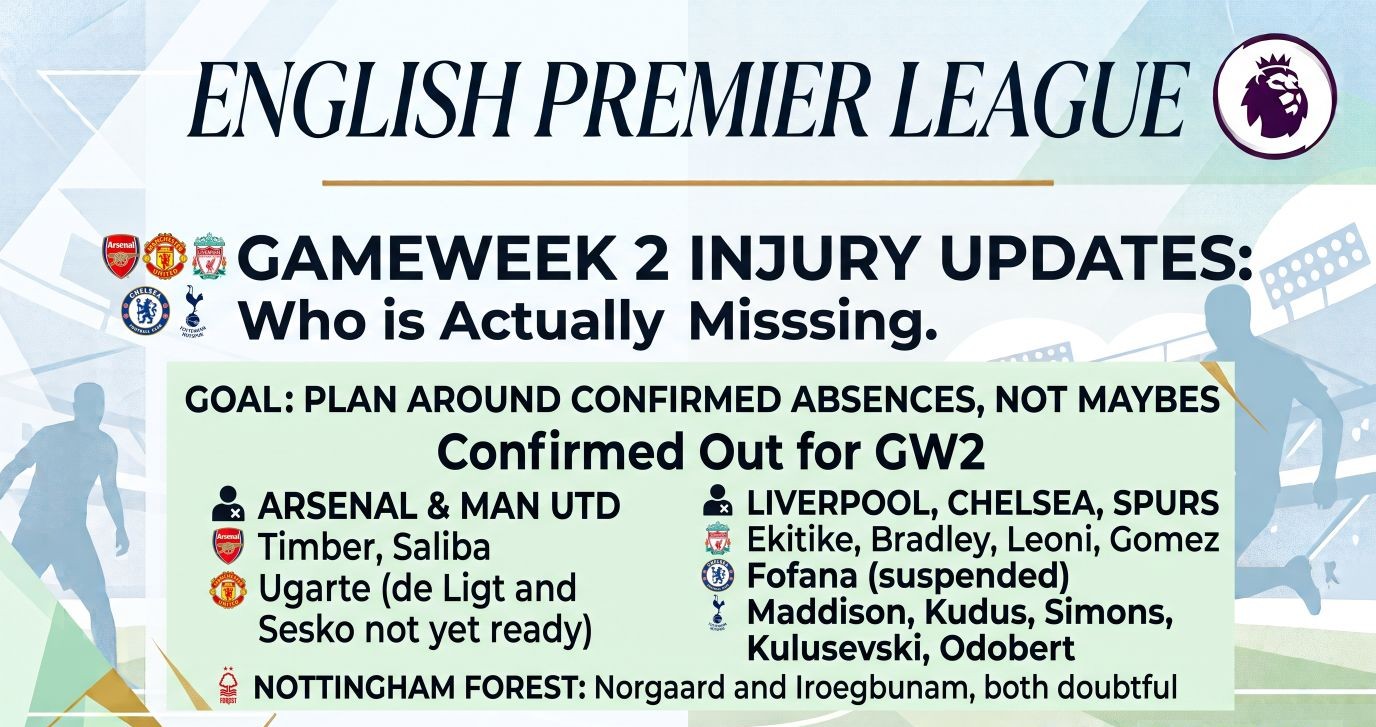 Gameweek 2 Injury Updates: Who is Actually Missing