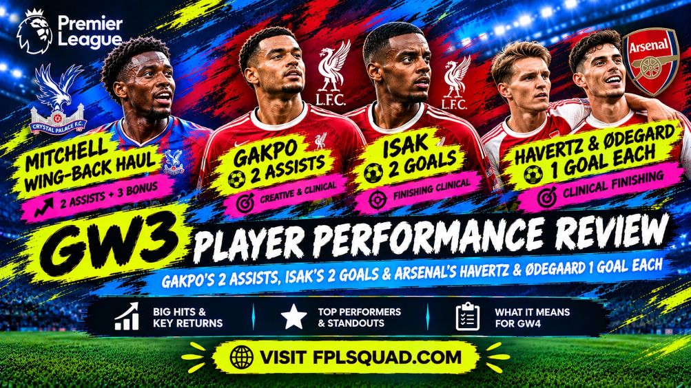 GW3 Player Performance Review: Mitchell’s Wing-Back Haul, Isak Arrives, Arsenal’s Two-Goal System