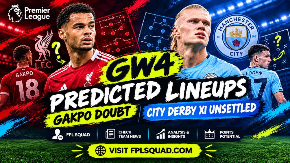 GW4 Predicted Lineups: The Gakpo Doubt and City’s Unsettled Derby XI