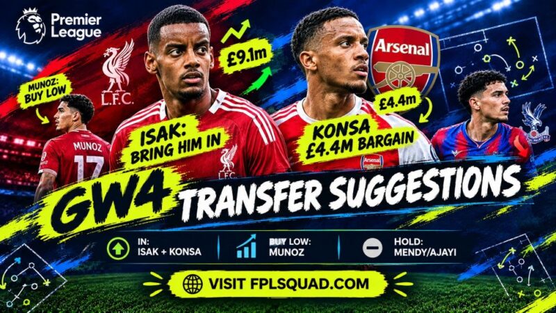 GW4 Transfer Suggestions: Isak’s Case Is Made, Konsa Is Criminally Cheap