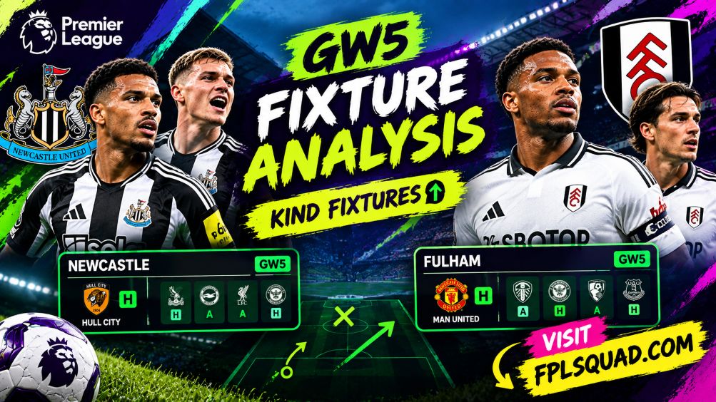 GW5 Fixture Analysis: Newcastle and Fulham Have the Kindest Run