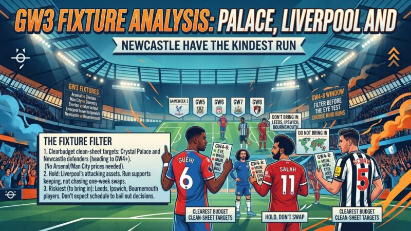 GW3 Fixture Analysis: Palace, Liverpool and Newcastle Have the Kindest Run