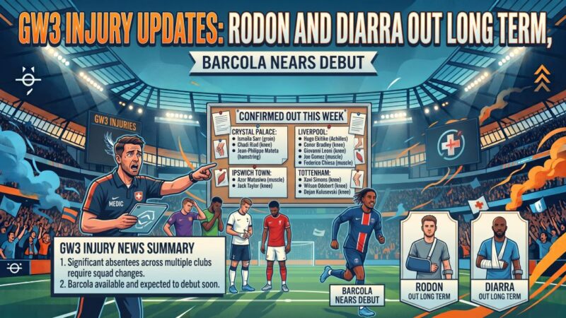GW3 Injury Updates: Rodon and Diarra Out Long Term, Barcola Nears Debut