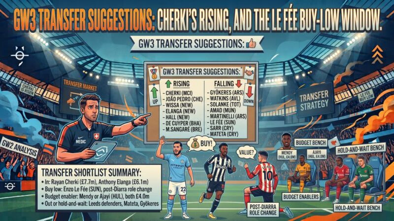 GW3 Transfer Suggestions: Cherki’s Rising, and the Le Fée Buy-Low Window