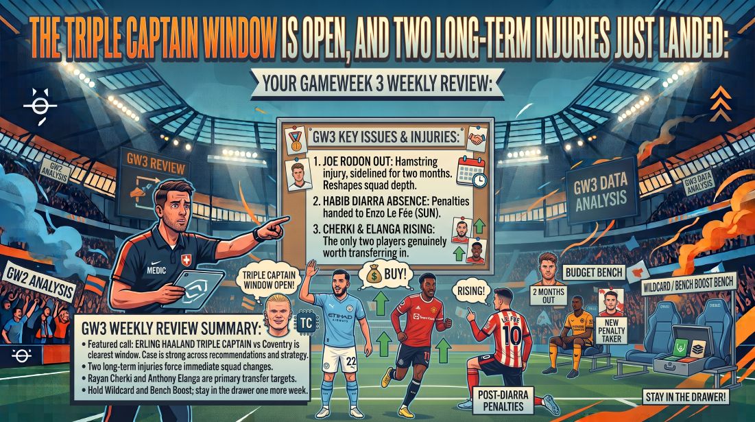 The Triple Captain Window Is Open, and Two Long-Term Injuries Just Landed: Your Gameweek 3 Weekly Review